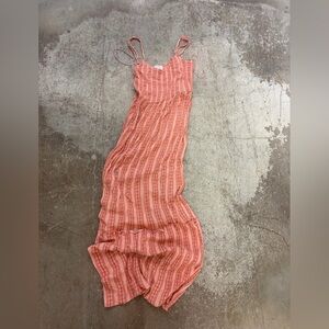 Sleeveless Striped Pink Maxi Dress